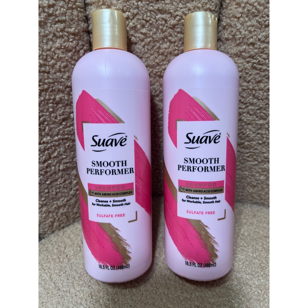 Suave Smooth Performer Sulfate Free Shampoo Amino Acid Complex 16.5oz 2 Pack